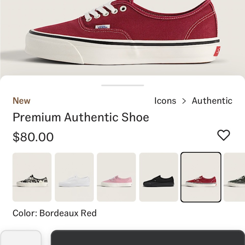 Vans Premium Authentic Bordeaux Sneakers Women’s size 8.5
Men’s size 7